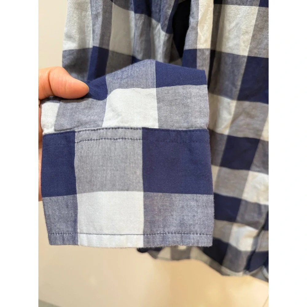 J.Crew Mens Buffalo Plaid Check Button down Summer Shirt sz Large Slim Cotton